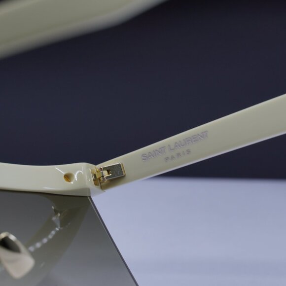Saint Laurent SL537 PALACE 002 Shield Sunglasses - Ivory/Brown - Picture 5 of 13